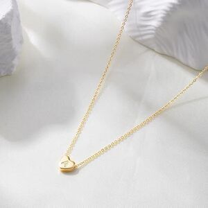HEART PENDANT INITIAL S NECKLACE - 14K-GOLD-PLATED HEART INITIAL NECKLACES FOR